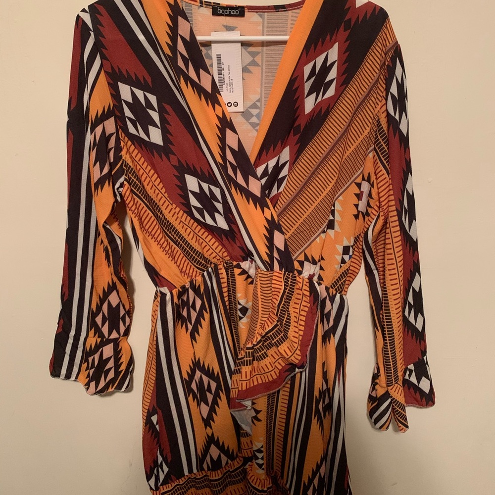 Boho Aztec Ruffle Dress